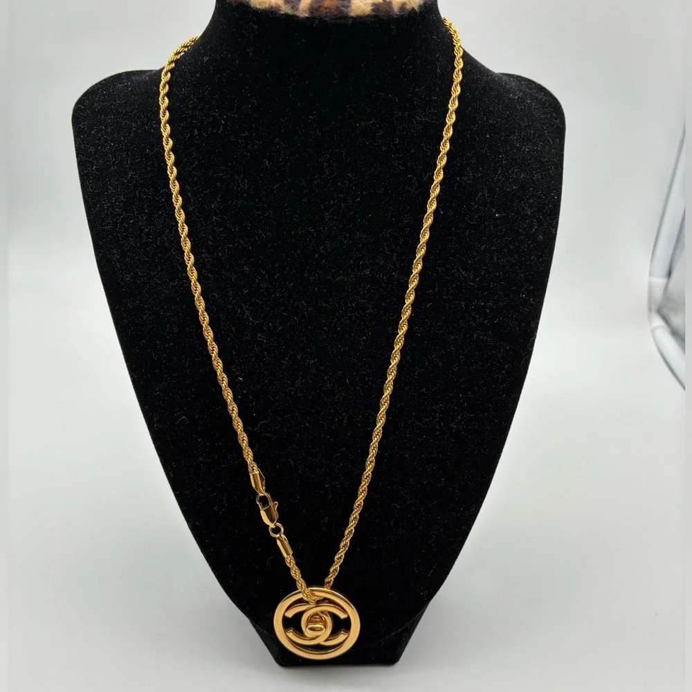 Chanel Gold-Tone CC turn lock Pendant necklace
